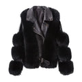 FMOPQ Women's Short Locomotive Coat One-Piece Women's Jacket Suit Collar Leather Short Coat (Colour: A Size: L Code) (A M Code)