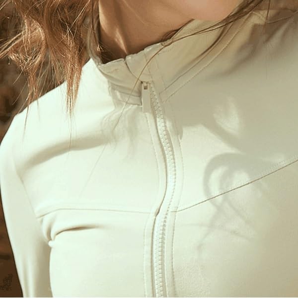 QWERAXZG Women Full Zip-up Yoga Top Workout Running with Thumb Holes Fitted Long Sleeve Activewear