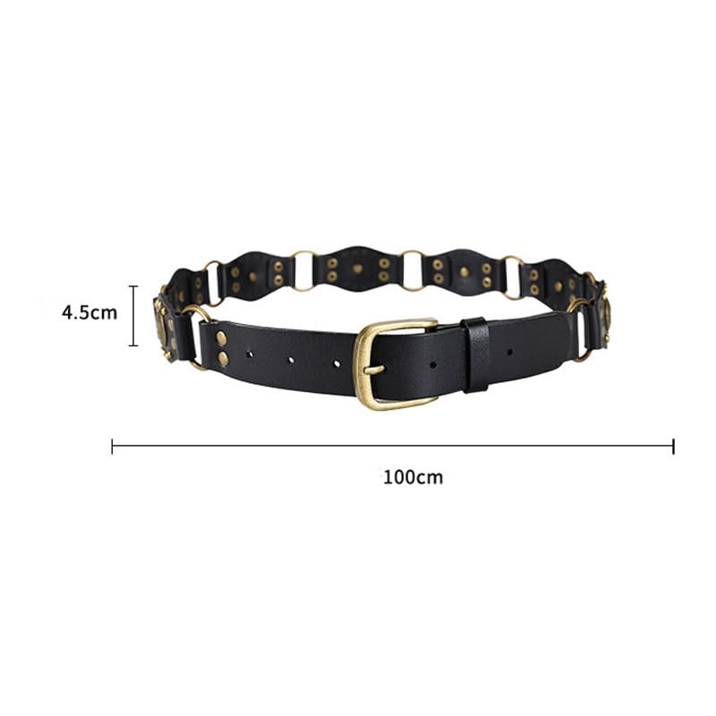DDYYDS Western Cowboy Belt Women's Retro Black Rivet Versatile Jeans Belts