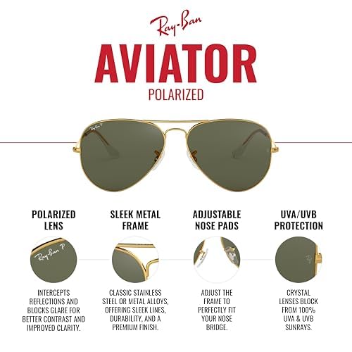 Ray-Ban RB3025 Classic Polarized Aviator Sunglasses