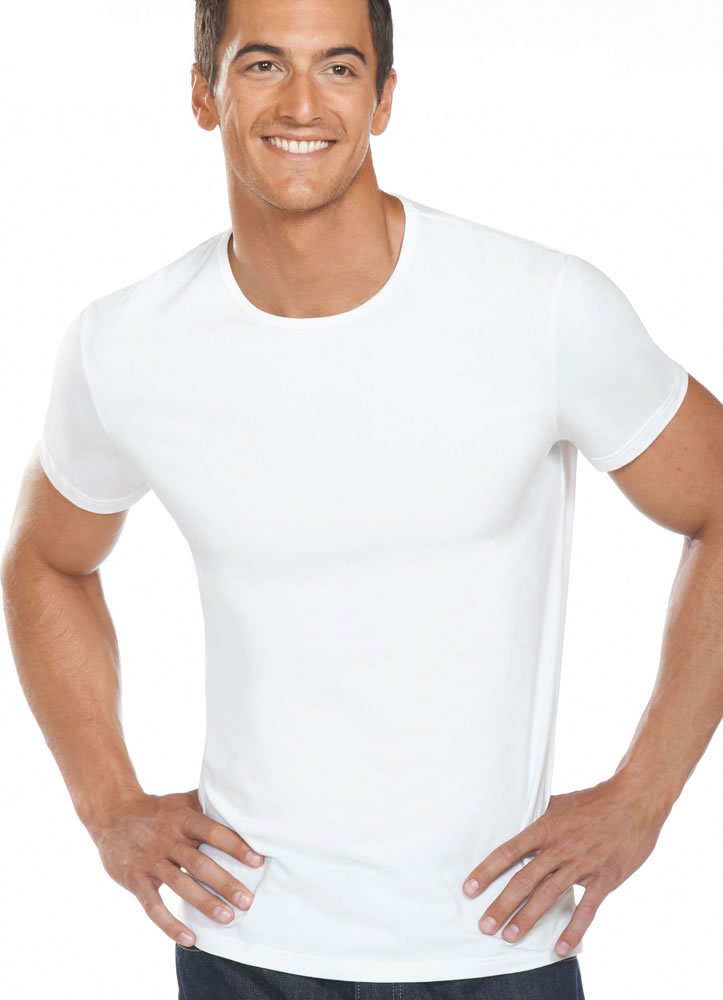 Jockey Men's T-Shirts Slim Fit Cotton Stretch Crew - 2 Pack, White, S