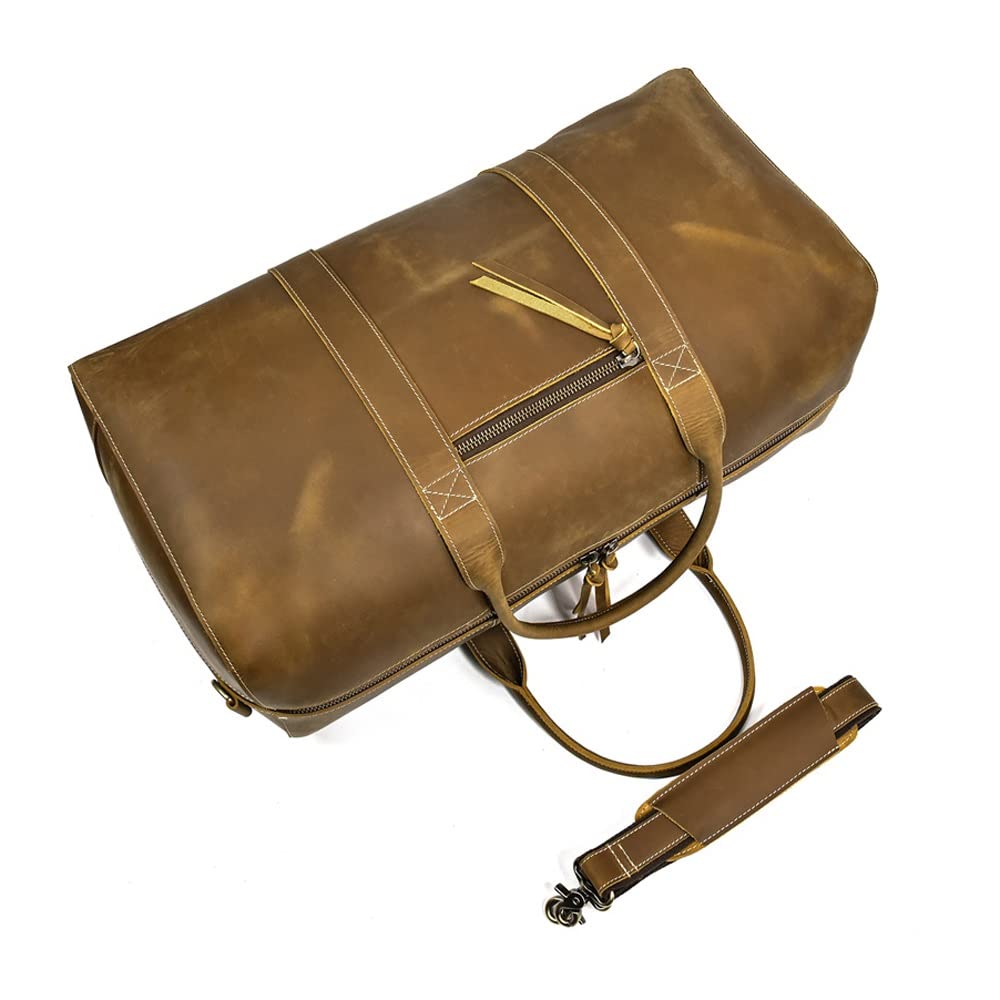Mens Leather Overnight Travel Duffle Weekender Bag Airplane Luggage Carry On Bag Gym Sports Bag Business Trip Bag