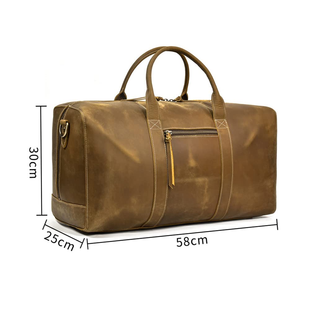 Mens Leather Overnight Travel Duffle Weekender Bag Airplane Luggage Carry On Bag Gym Sports Bag Business Trip Bag