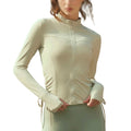 QWERAXZG Women Full Zip-up Yoga Top Workout Running with Thumb Holes Fitted Long Sleeve Activewear