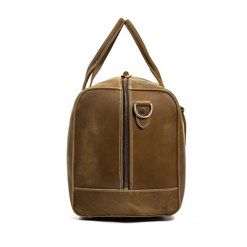 Mens Leather Overnight Travel Duffle Weekender Bag Airplane Luggage Carry On Bag Gym Sports Bag Business Trip Bag
