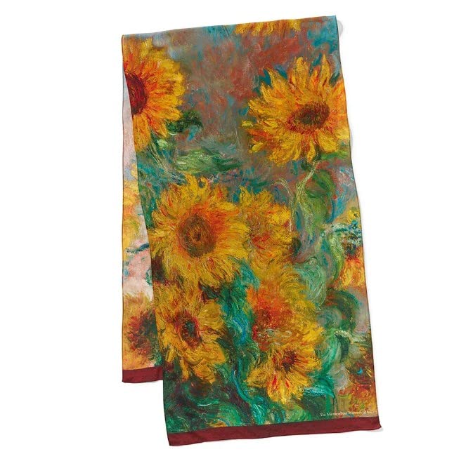 Met Museum Monet Sunflowers Oblong Silk Scarf, 64-Inch