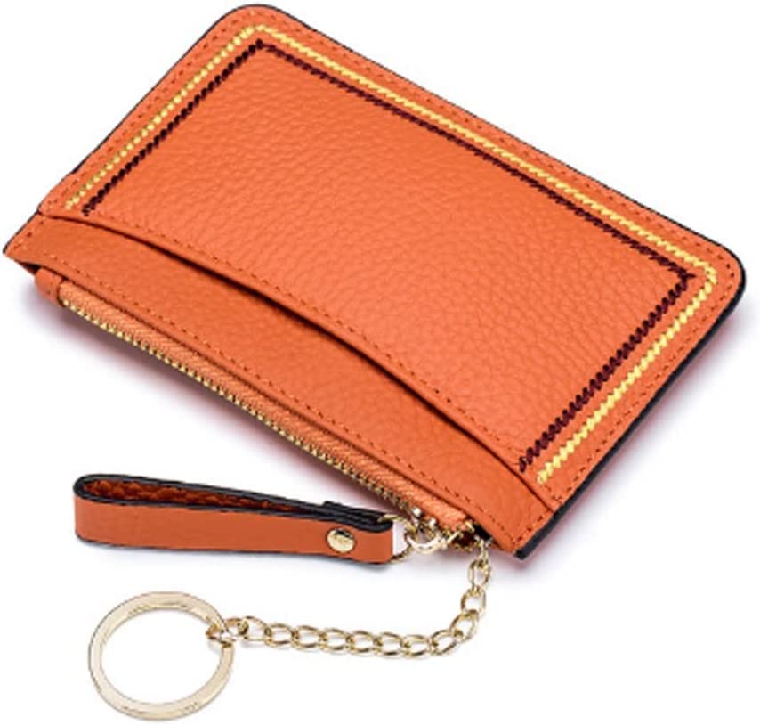 Card Wallets Portable Genuine Leather Coin Purse Business ID Credit Badge Holder Wallet Keychain Bus Cards Cover