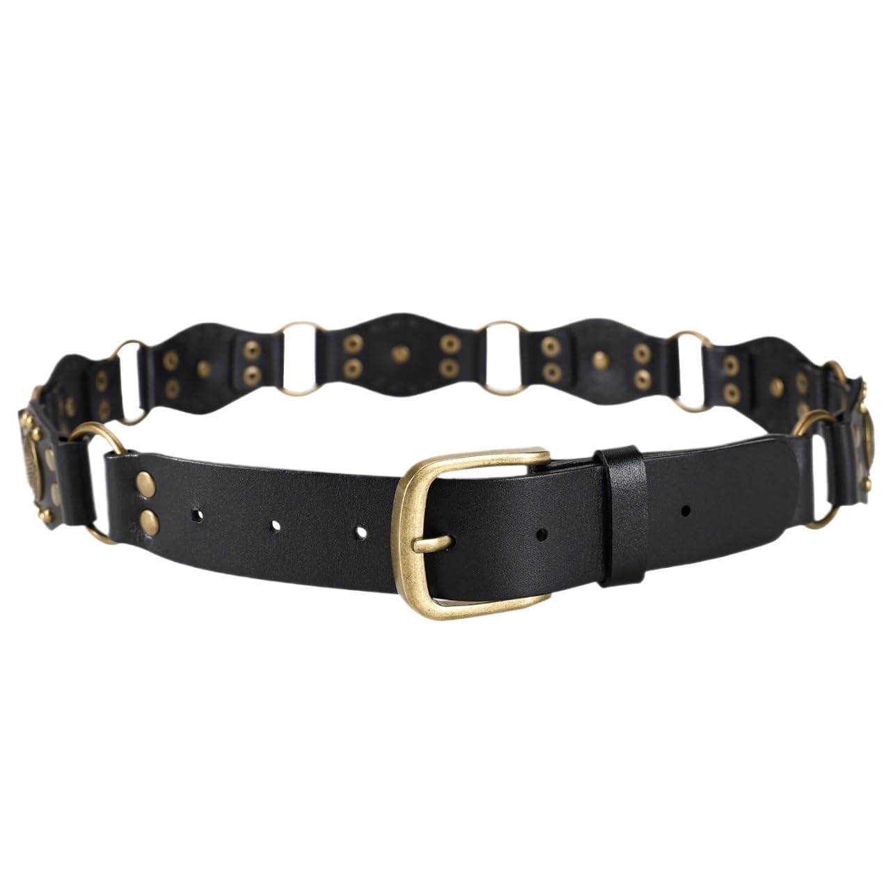 DDYYDS Western Cowboy Belt Women's Retro Black Rivet Versatile Jeans Belts