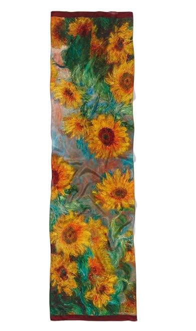 Met Museum Monet Sunflowers Oblong Silk Scarf, 64-Inch