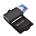 Women's Automatic Business Credit Card Holder Id Badge Holder Card Case Smart Leather Mini Metal Wallet