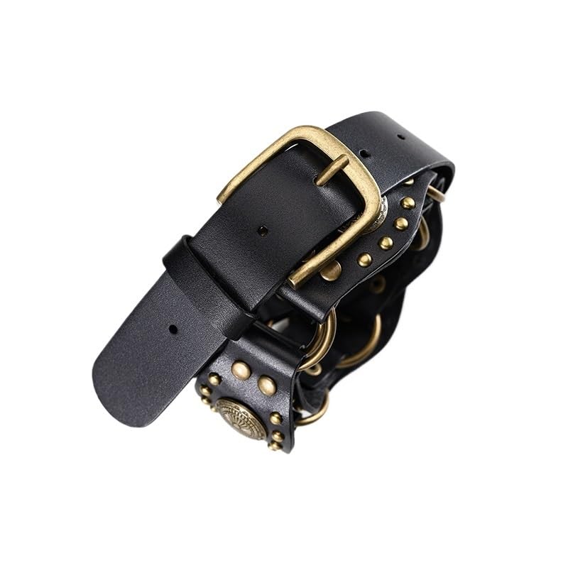 DDYYDS Western Cowboy Belt Women's Retro Black Rivet Versatile Jeans Belts