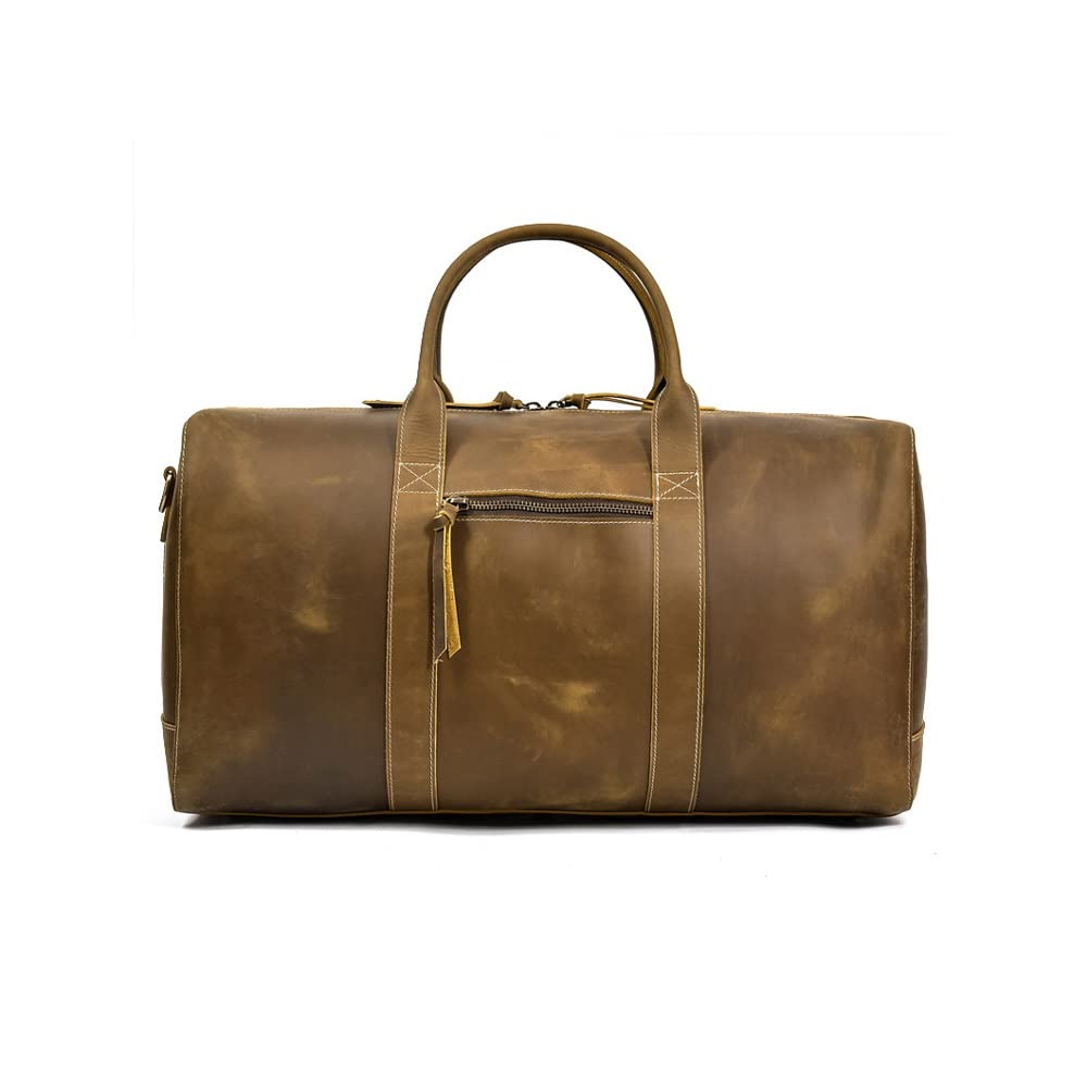 Mens Leather Overnight Travel Duffle Weekender Bag Airplane Luggage Carry On Bag Gym Sports Bag Business Trip Bag
