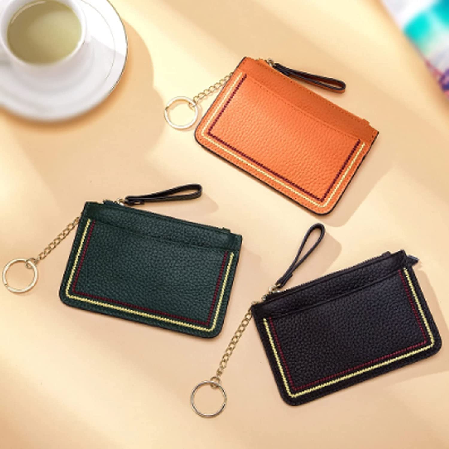Card Wallets Portable Genuine Leather Coin Purse Business ID Credit Badge Holder Wallet Keychain Bus Cards Cover