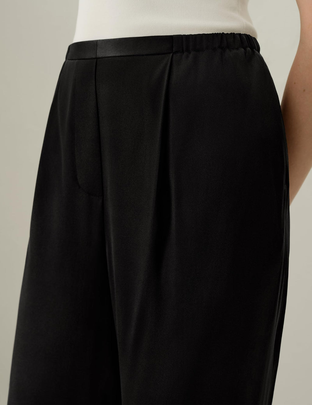 LilySilk Women Silk Pants Double Faced Satin Straight Leg Low Rise Elastic Waistband Slip On Trousers