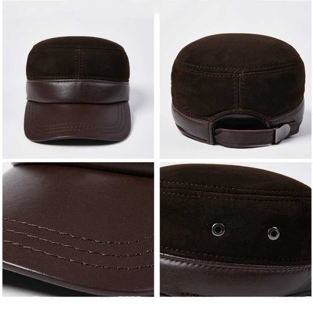 KHMCRSDO Men Women Baseball Cap Genuine Leather Suede Patchwork Dad Hat Solid Black Red Brown Autumn Winter Male
