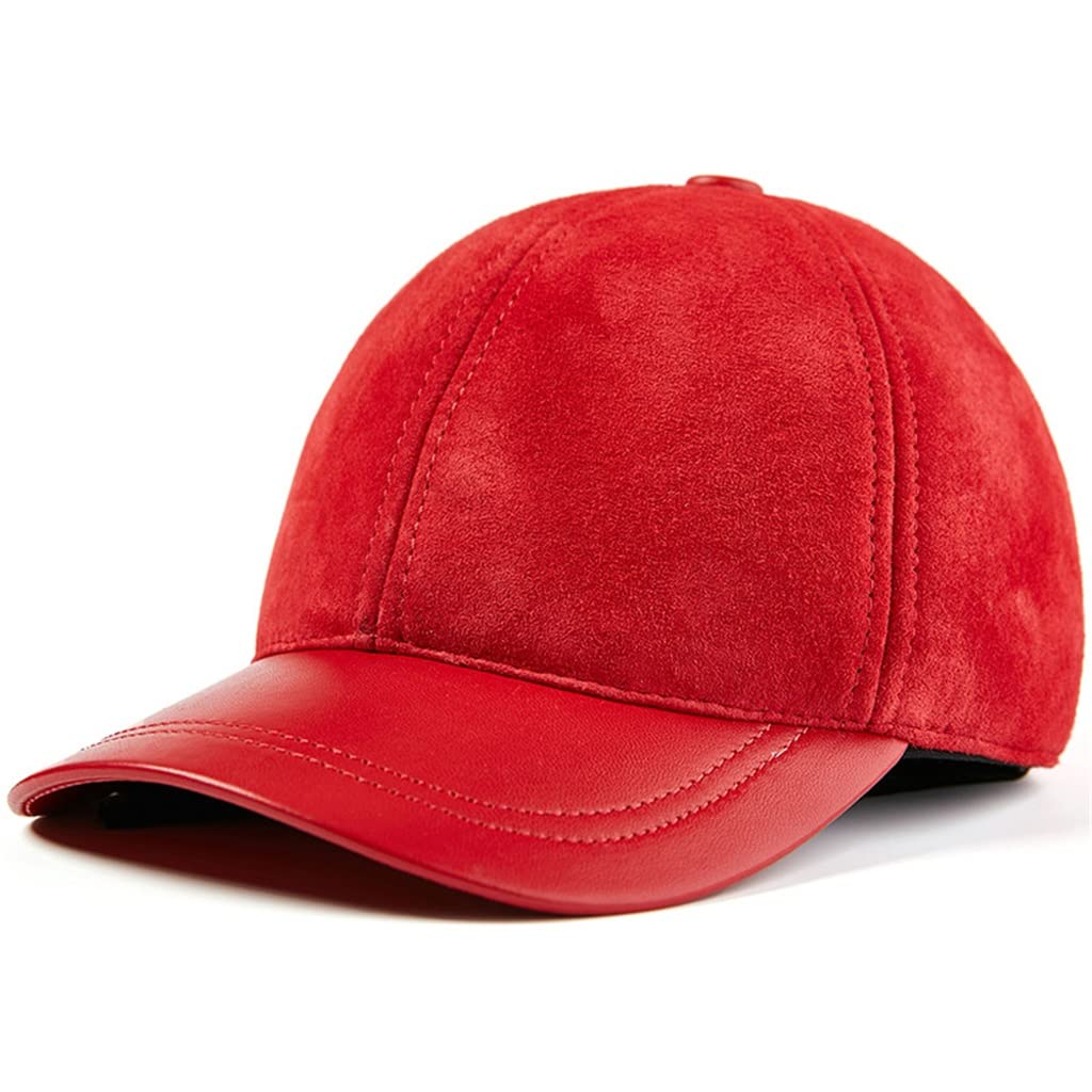 KHMCRSDO Unisex Genuine Leather Suede Patchwork Baseball Cap