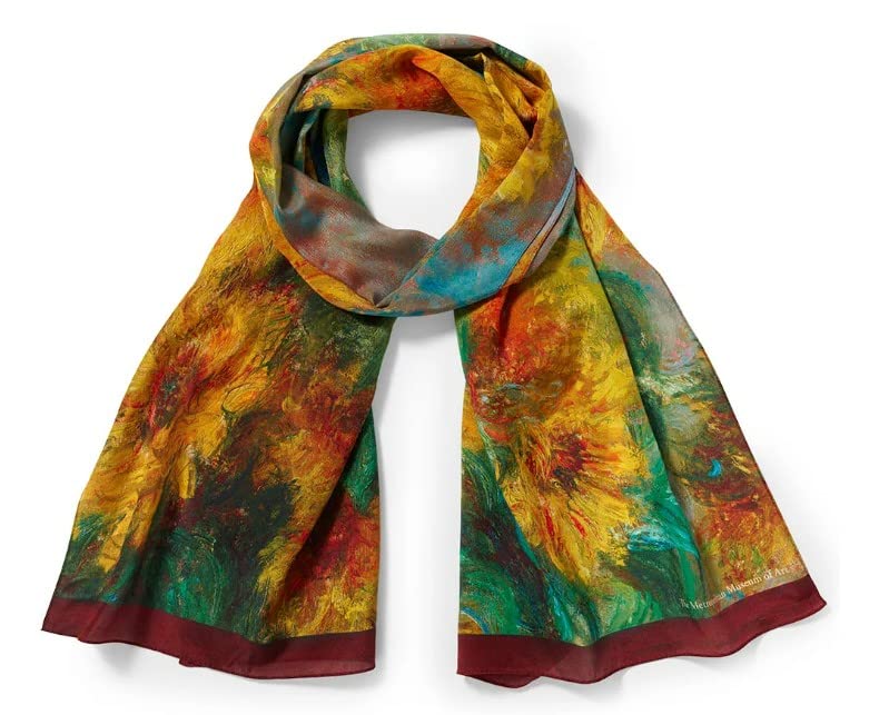 Met Museum Monet Sunflowers Oblong Silk Scarf, 64-Inch