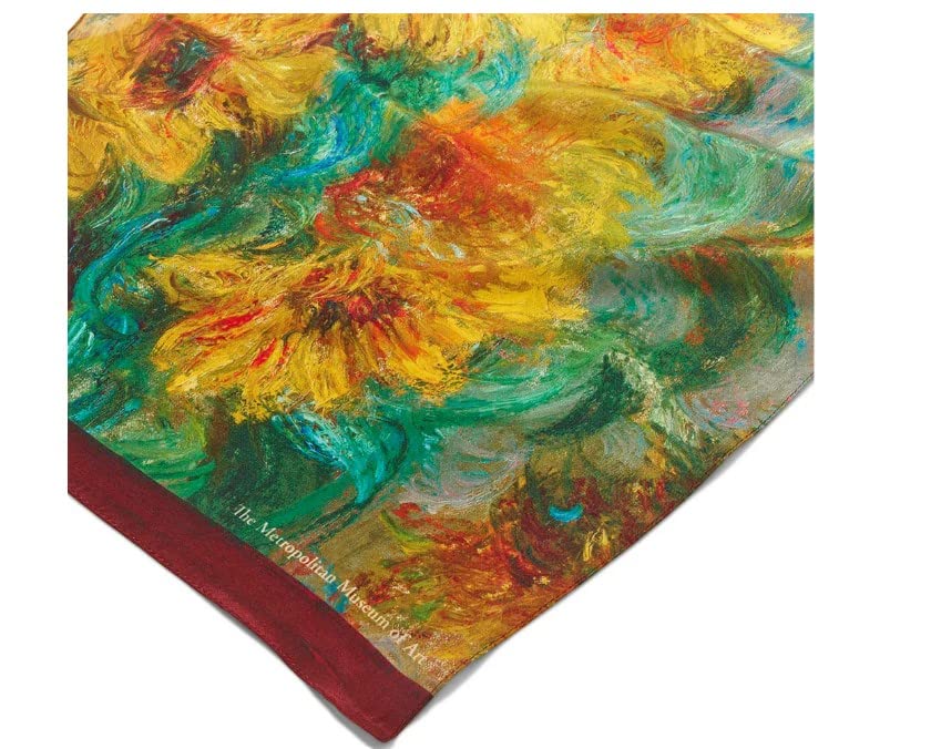 Met Museum Monet Sunflowers Oblong Silk Scarf, 64-Inch