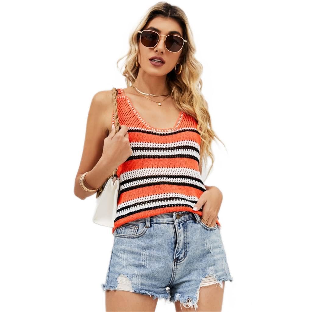 LPYHDWO Women Sexy Camisole Knitted Vest Tank Tops Female T-Shirt Casual Loose U-Neck Sleeveless
