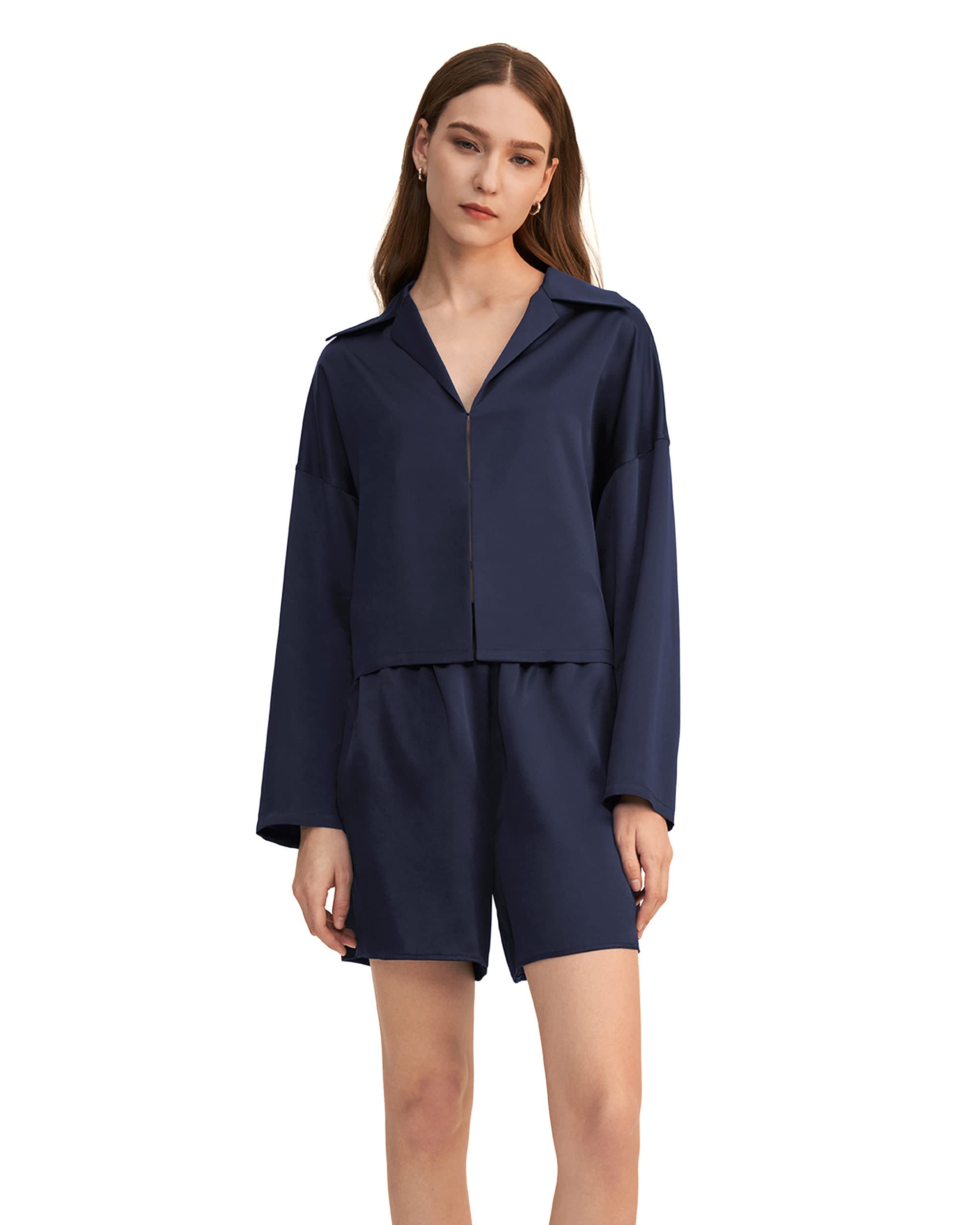 LILYSILK Women’s Minimalist Silk Two-Piece Pajama Set
