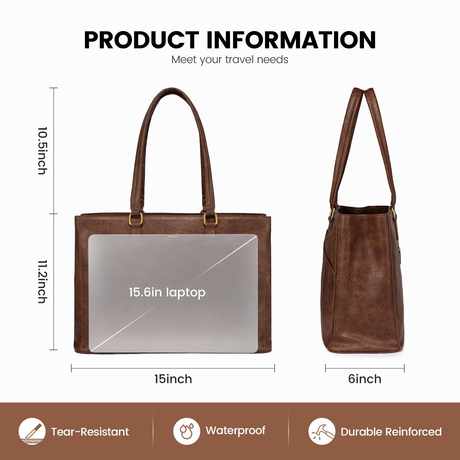 LOVEVOOK Laptop Tote Bag for Women,Leather Work Computer Briefcase Bag