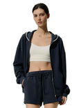 LilySilk Women's Silk Terry Sweatshirt Fleece Zip Up Oversized Hoodie with Blanket Stitch Hooded Jacket for Ladies Sports