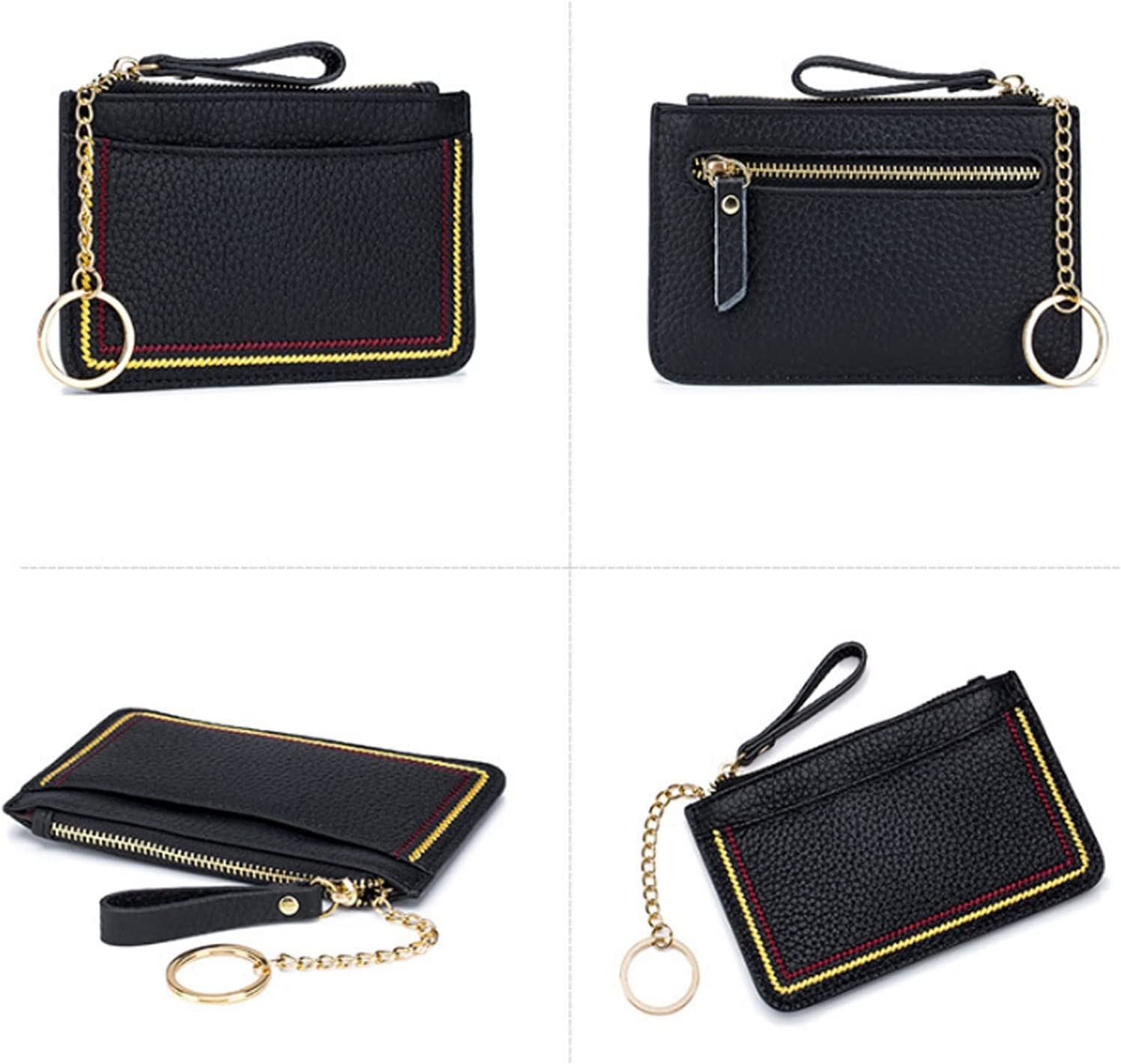Card Wallets Portable Genuine Leather Coin Purse Business ID Credit Badge Holder Wallet Keychain Bus Cards Cover