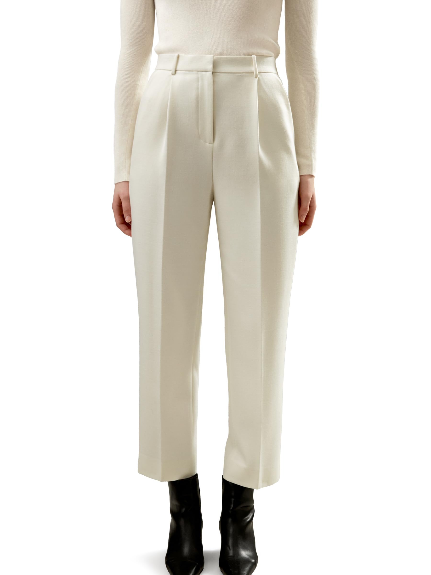 LilySilk Womens Wool Trouser for Winter Ladies Medium Rise Suit Pants Front Pleats Full Length Bottom Business Vacation