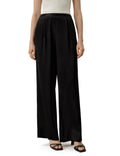 LilySilk Women Silk Pants Double Faced Satin Straight Leg Low Rise Elastic Waistband Slip On Trousers