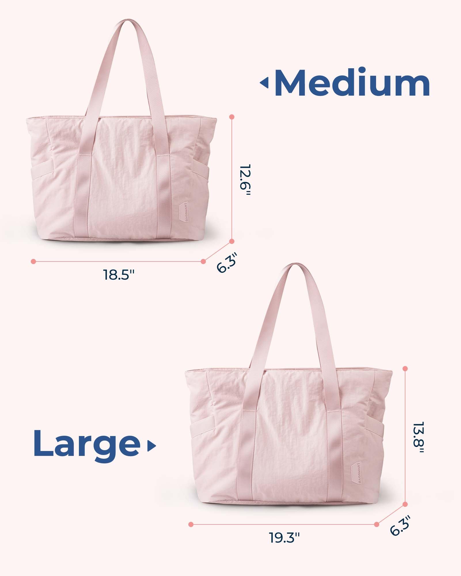 BAGSMART Tote Bag for Women, Tote Bag with Zipper Work Tote with Compartments Nurse Shoulder Hanbag for Travel, Gym