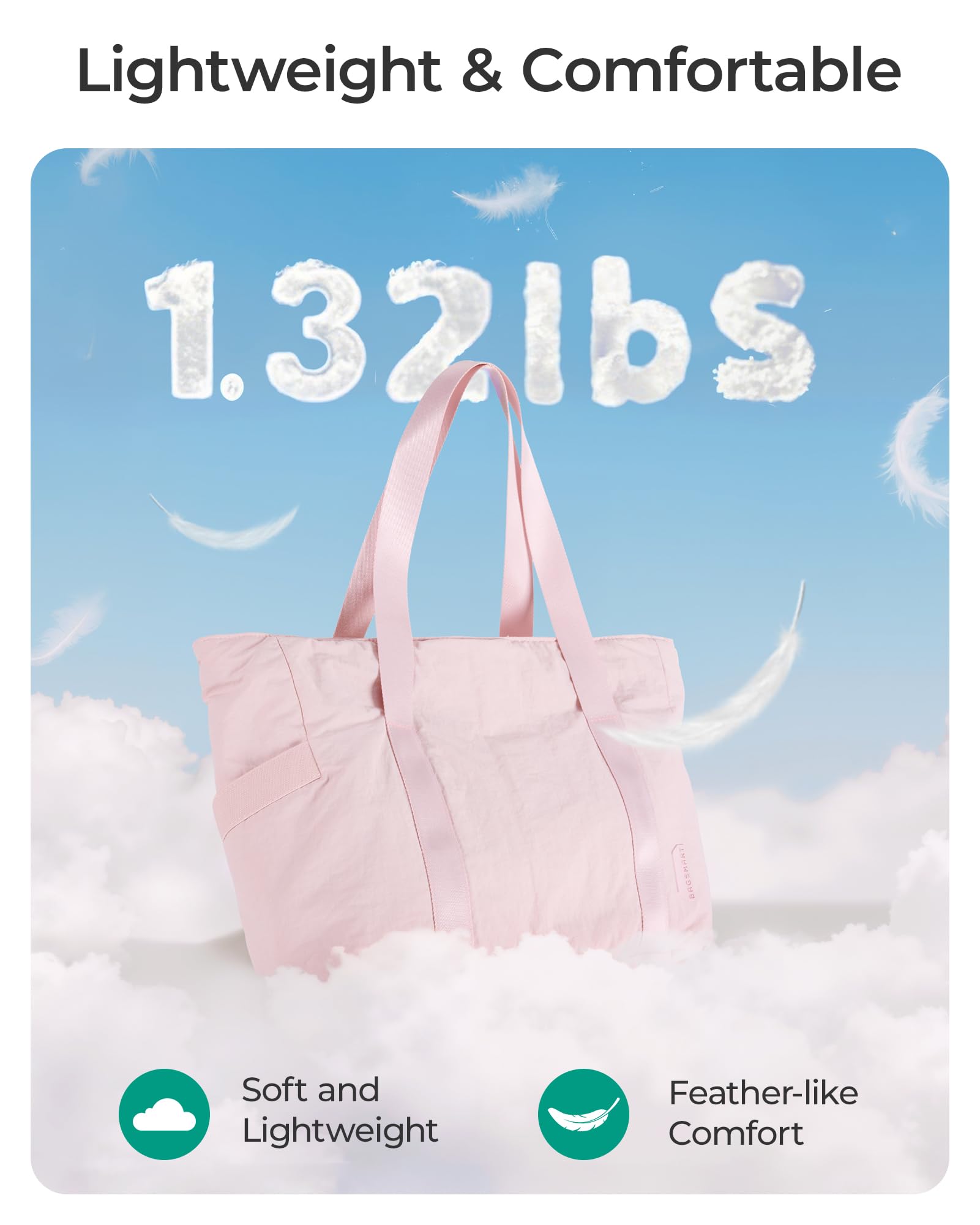 BAGSMART Tote Bag for Women, Tote Bag with Zipper Work Tote with Compartments Nurse Shoulder Hanbag for Travel, Gym