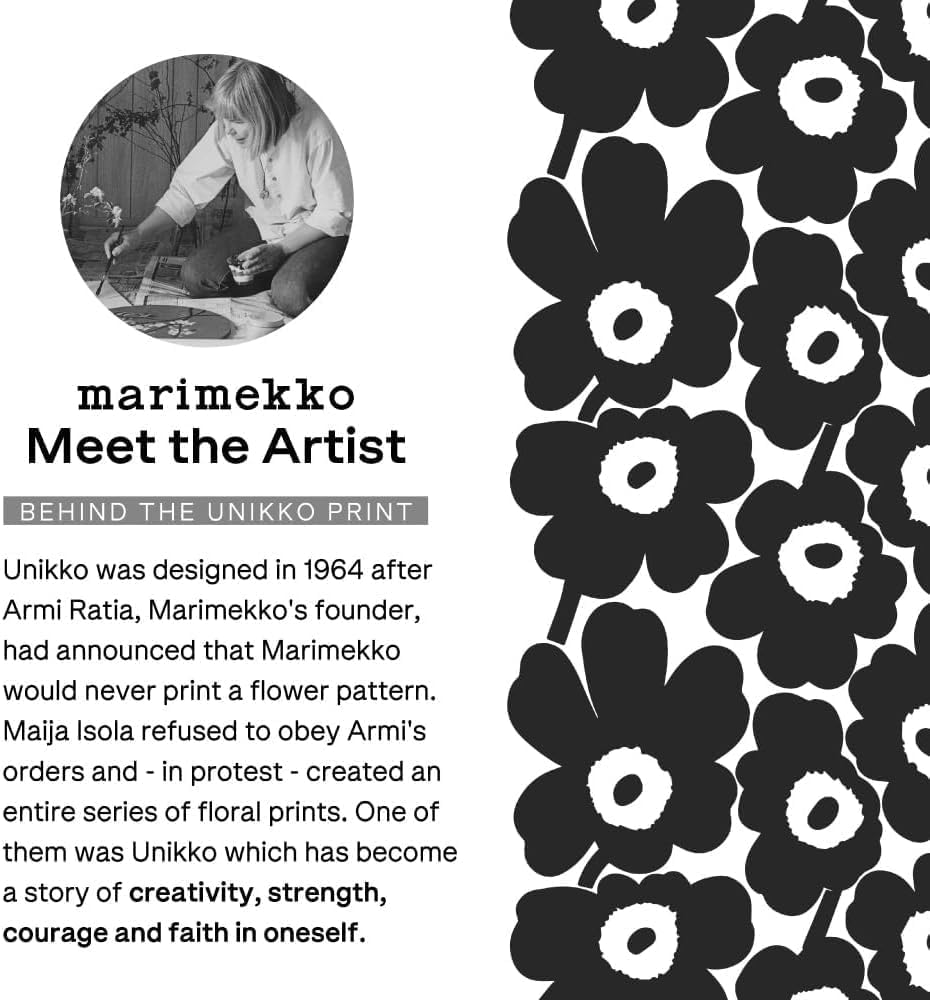 MARIMEKKO Kaika Mini Unikko Terry Cotton Cosmetic Pouch (Black) – Floral Cosmetic Pouch to Include in your Travel Essentials – 8 in x 6 in