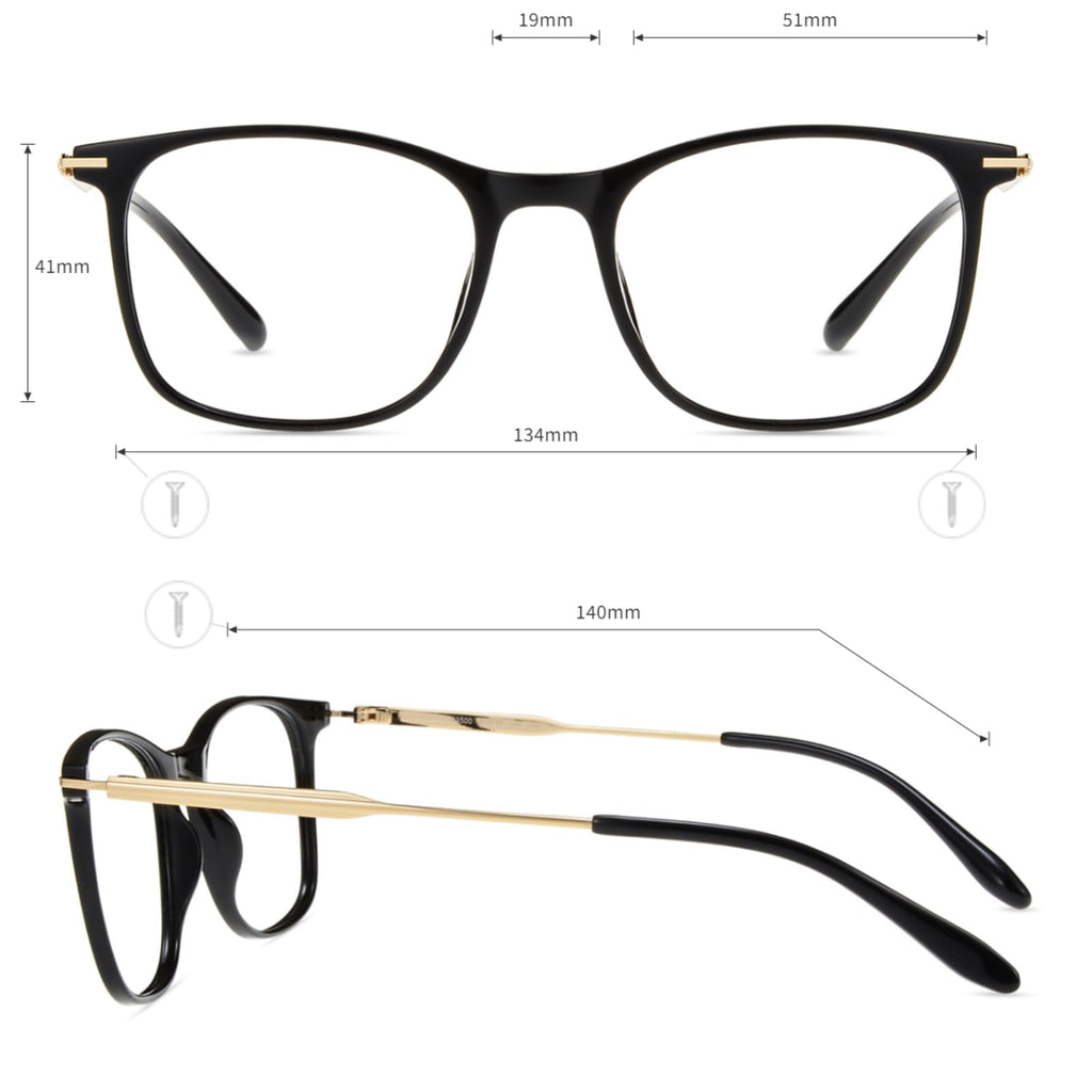 Firmoo Blue Light Reading Glasses, Square TR90 & Metal Frame
