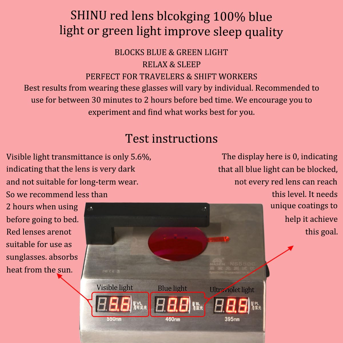 Sleep Better Red & Yellow Lens Blue Light Blocking Glasses