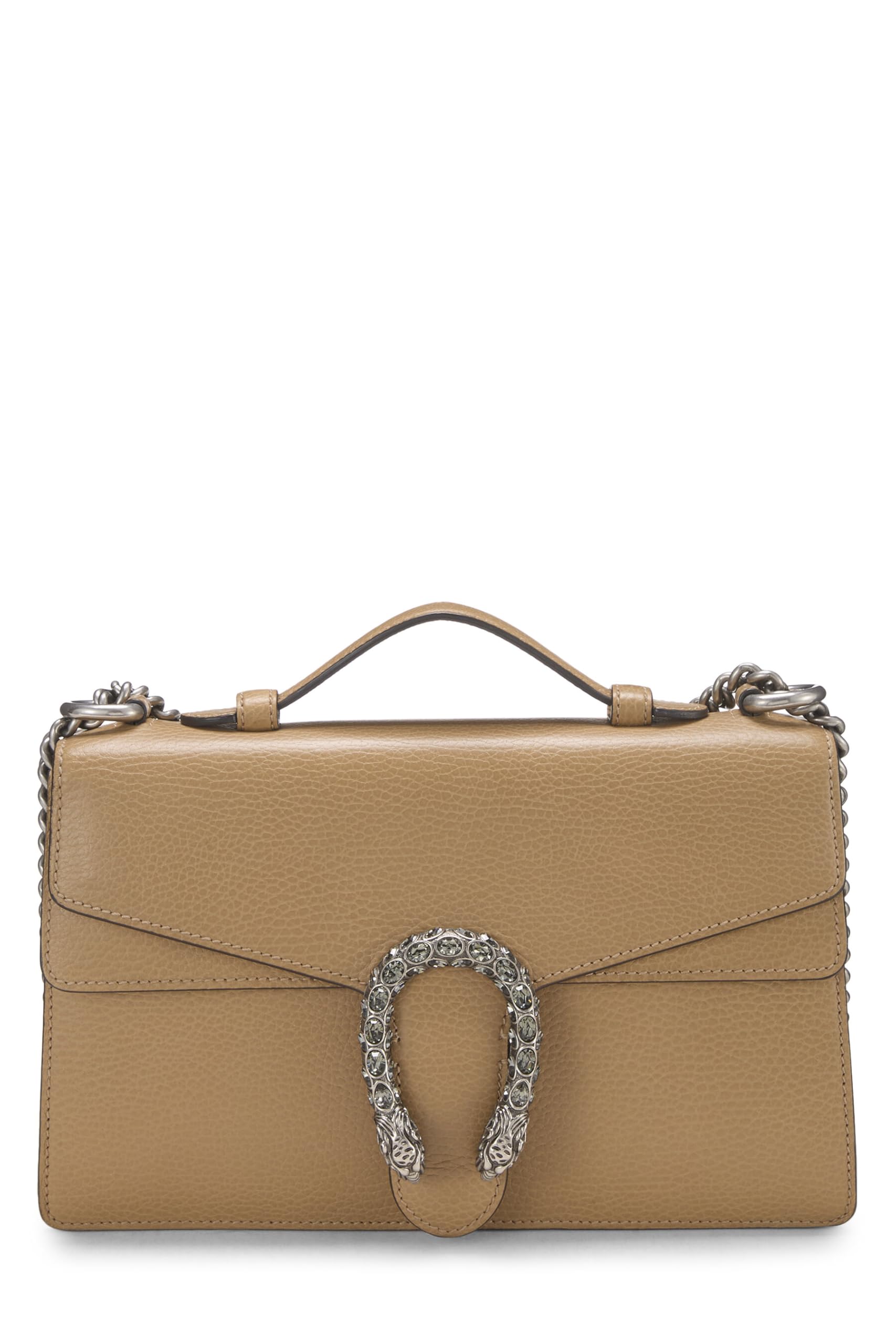 Gucci Pre-Loved Dionysus Small Beige Leather Shoulder Bag