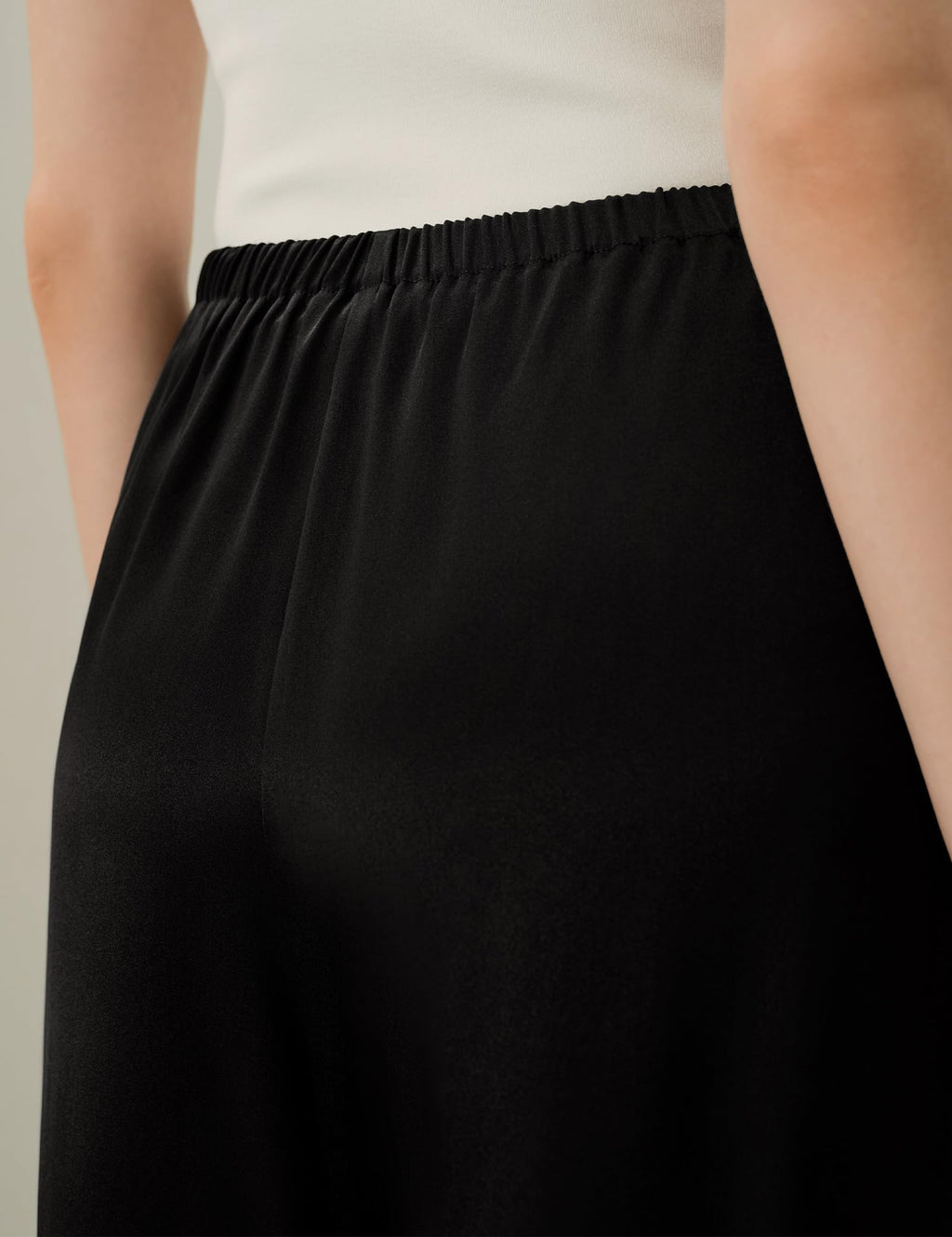LilySilk Women Silk Pants Double Faced Satin Straight Leg Low Rise Elastic Waistband Slip On Trousers
