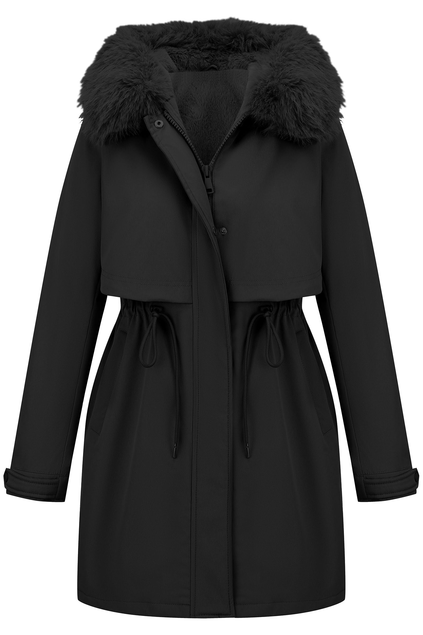 RISISSIDA Women Winter Puffer Coat,Parka with Faux Fur Trim Hood