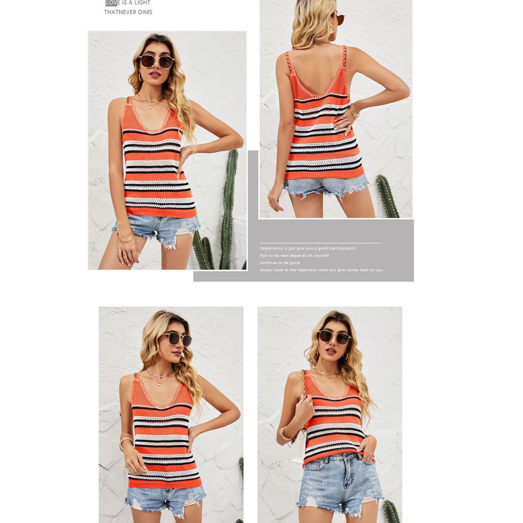 LPYHDWO Women Sexy Camisole Knitted Vest Tank Tops Female T-Shirt Casual Loose U-Neck Sleeveless