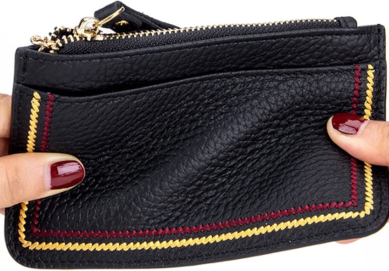Card Wallets Portable Genuine Leather Coin Purse Business ID Credit Badge Holder Wallet Keychain Bus Cards Cover