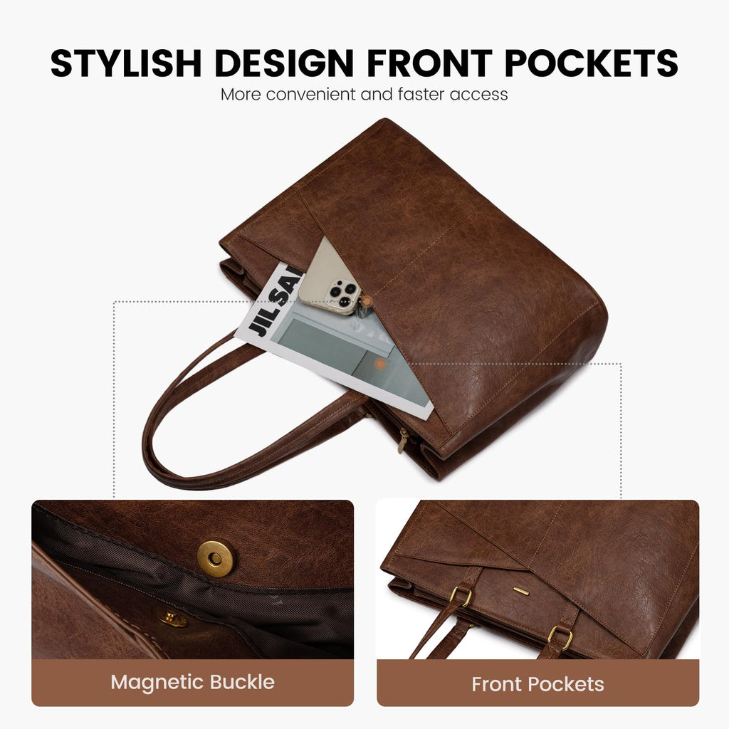 LOVEVOOK Laptop Tote Bag for Women,Leather Work Computer Briefcase Bag