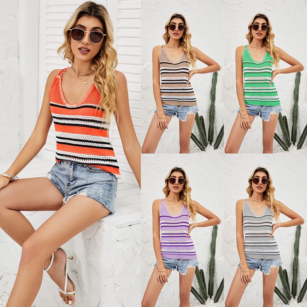 LPYHDWO Women Sexy Camisole Knitted Vest Tank Tops Female T-Shirt Casual Loose U-Neck Sleeveless