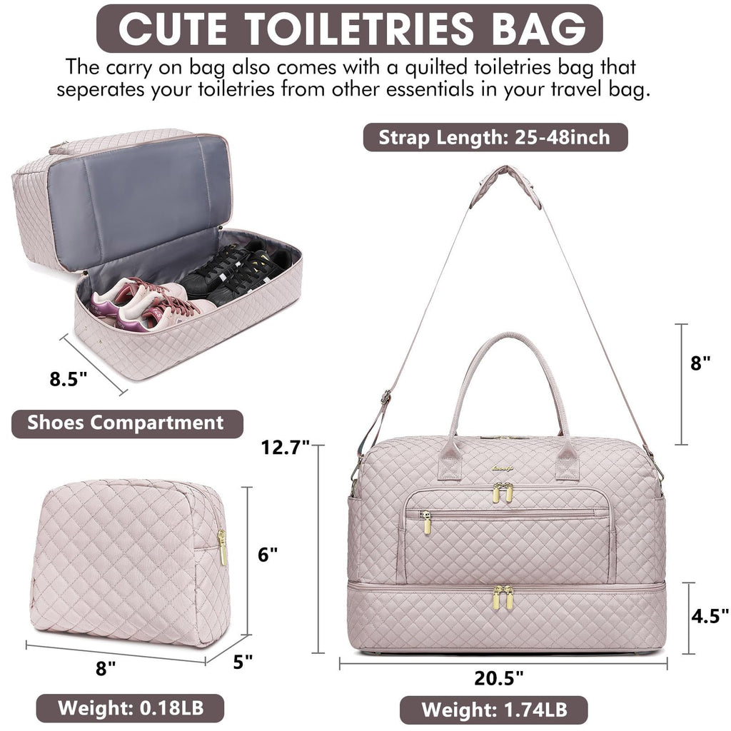 Large Women Travel Duffle Bag - Carry on Overnight Bags Weekend Travel Duffel Tote Bag with Wet Pocket Toiletry Weekender