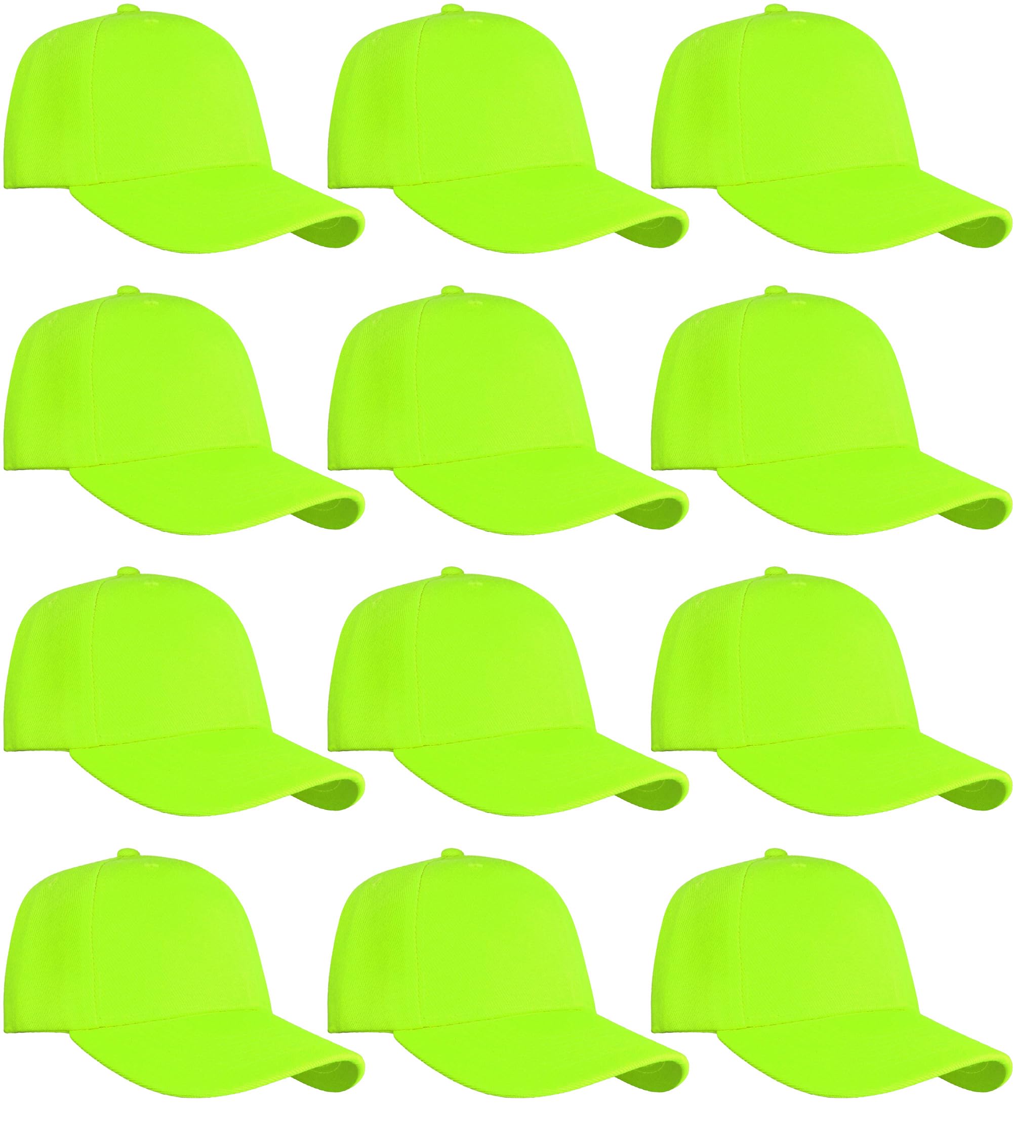 Falari Adjustable Plain Baseball Caps, 12-Pack Bulk Set