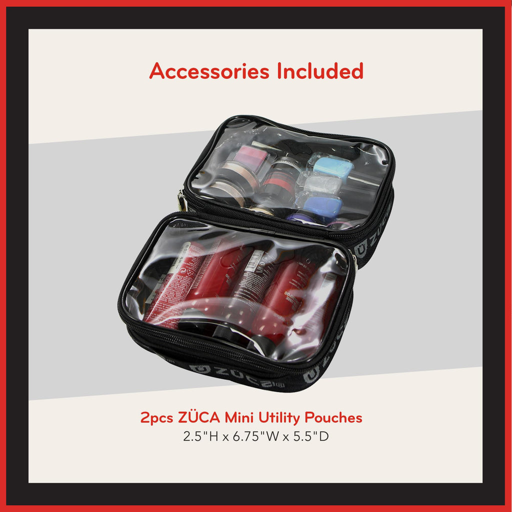 ZUCA MakeUp Artist Shoulder Bag w/Durable Utility Pouch Combo, MakeUp Organizer Bag -Lightweight,Versatile Multi-Compartment Design For Cosmetic Organization,Ideal For Travel & Makeup Sessions, Black