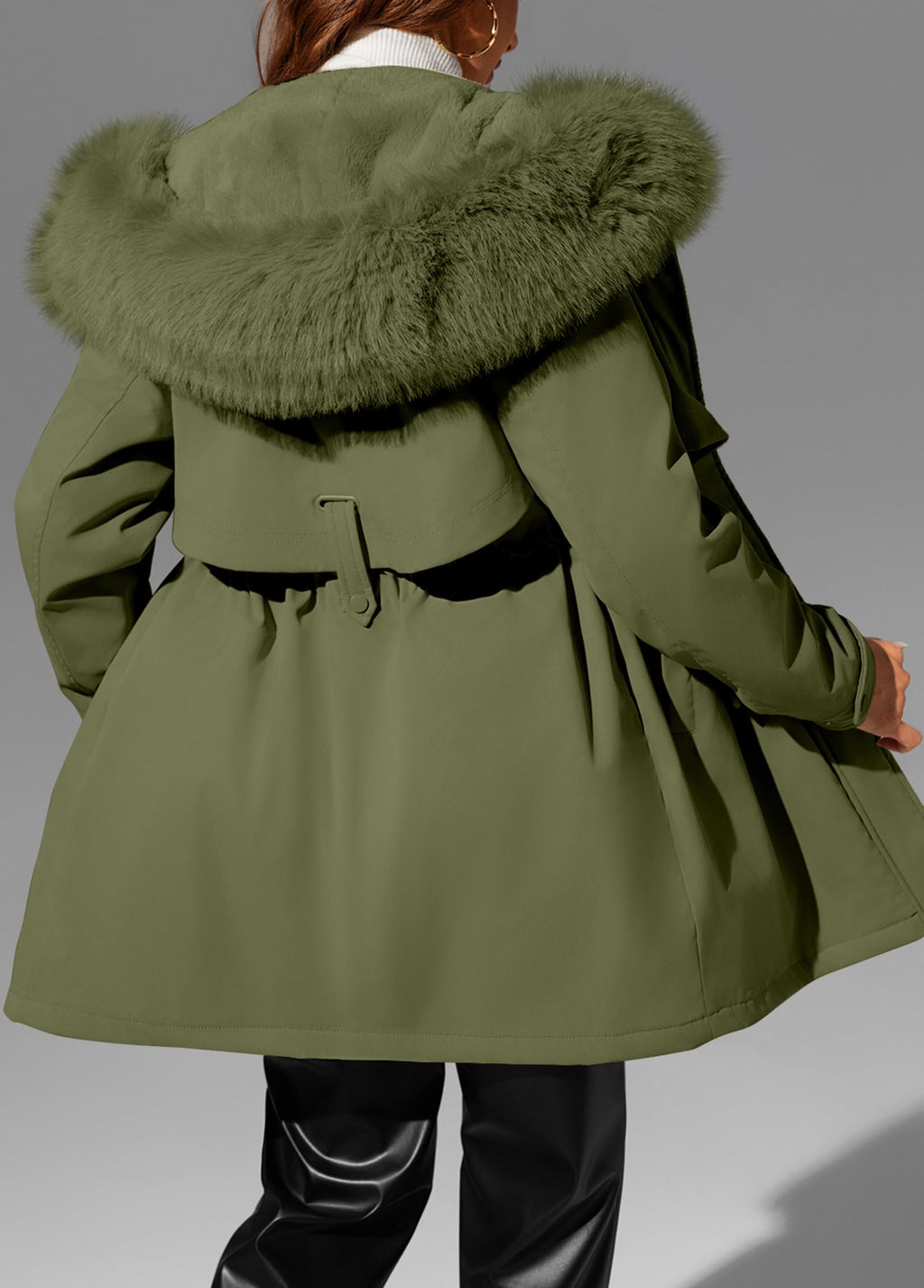 RISISSIDA Women Winter Puffer Coat,Parka with Faux Fur Trim Hood