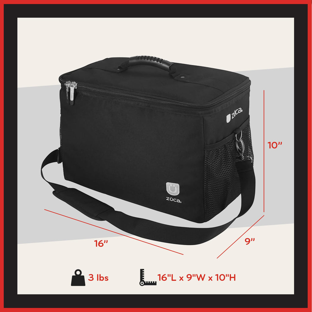 ZUCA MakeUp Artist Shoulder Bag w/Durable Utility Pouch Combo, MakeUp Organizer Bag -Lightweight,Versatile Multi-Compartment Design For Cosmetic Organization,Ideal For Travel & Makeup Sessions, Black