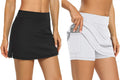 LouKeith Tennis Skirts for Women Golf Athletic Activewear Skorts Mini Summer Workout Running Shorts with Pockets Black+White Medium