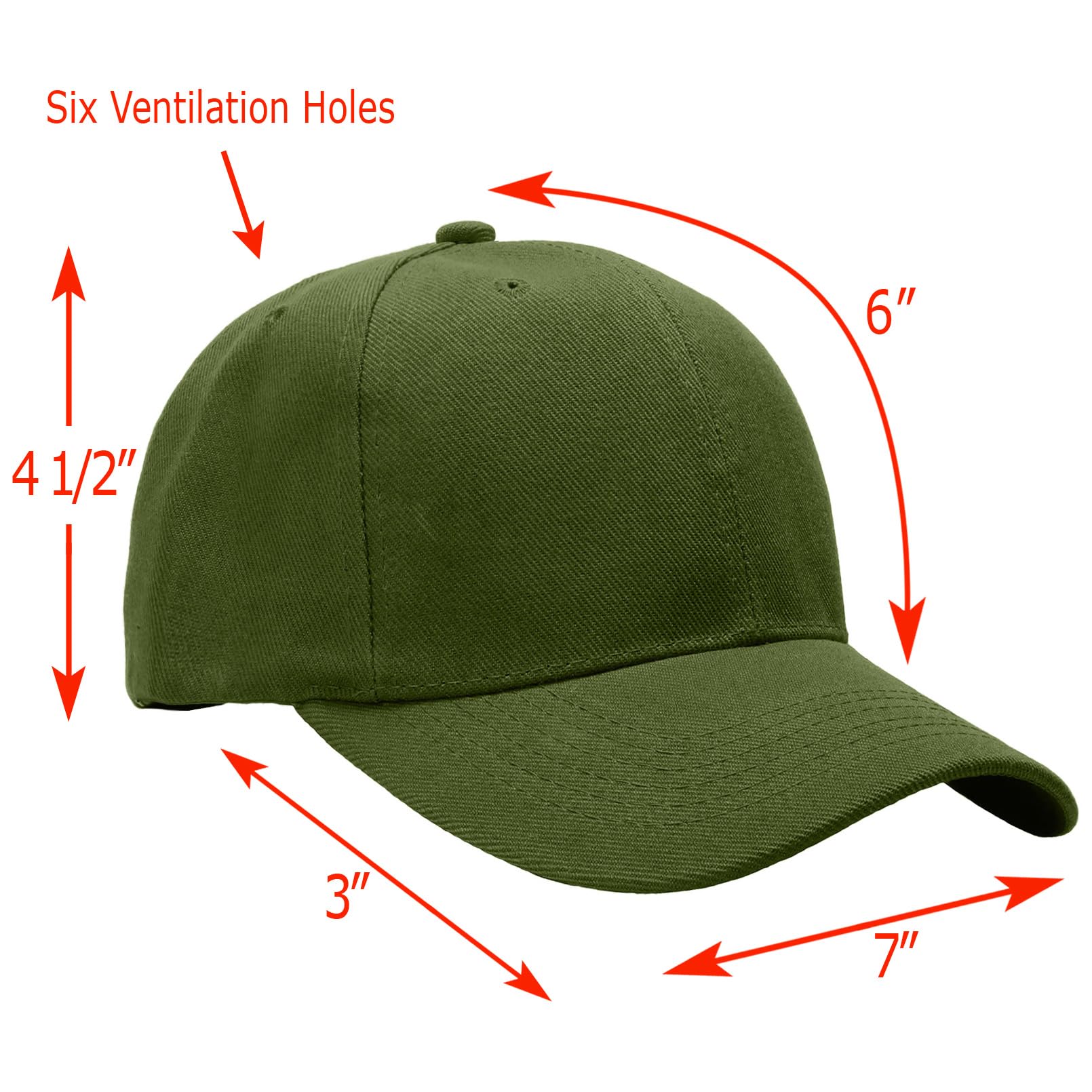 Falari Adjustable Plain Baseball Caps, 12-Pack Bulk Set