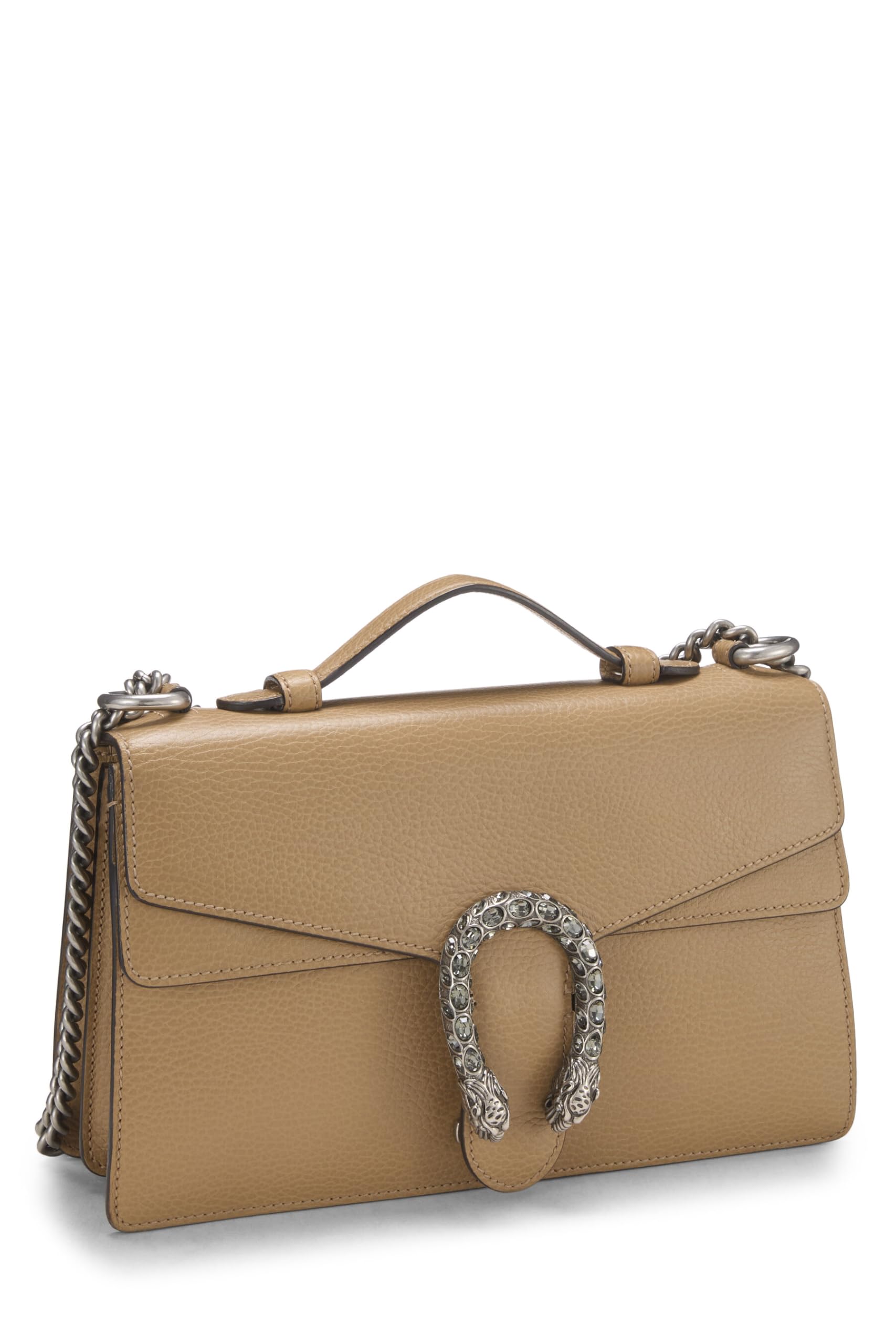Gucci Pre-Loved Dionysus Small Beige Leather Shoulder Bag