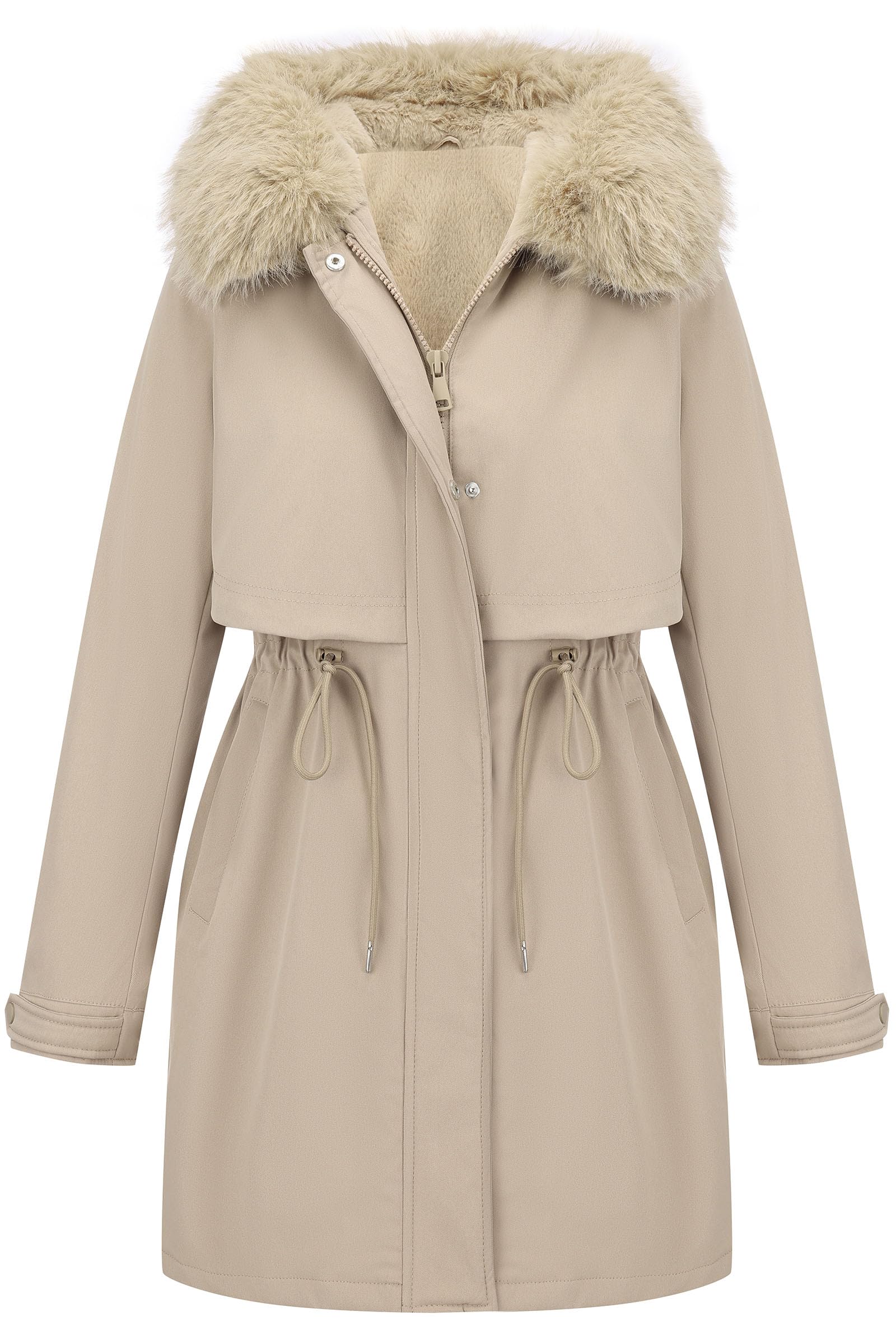 RISISSIDA Women Winter Puffer Coat,Parka with Faux Fur Trim Hood
